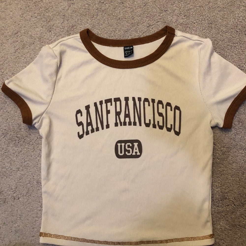 Shein sz xs ribbed “sanfrancisco” crop top